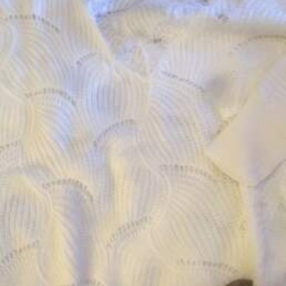 Off White Lace V neck Lantern Sleeve Sweater Top - Picture 8 of 10